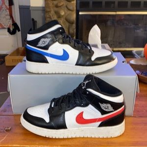 Nike Air Jordan 1 Mid Multi Color Swoosh Mens Shoes